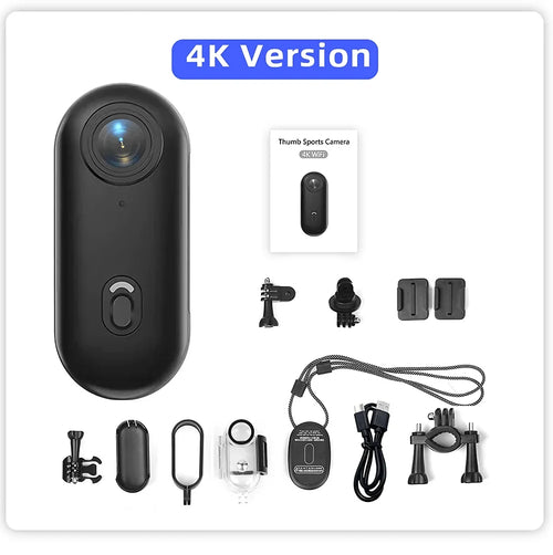 4K HD Motorcycle Mini Recorder Finger WIFI Action Camera Lightweight POV Motorcycle Road Sport Cam Bicycle Vlog Pet Body Camera - Color: 4K-Black, Bundle: 64GB Card